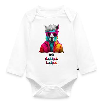 No drama lama / your alpaca - Organic Longsleeve Baby Bodysuit - white - Front