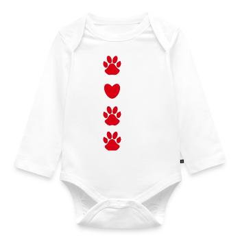 Love Hundepfoten mit rotem Herz und viel Liebe. - Baby Bio-Langarm-Body - Weiß - Vorne