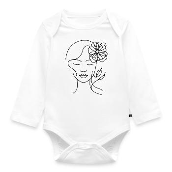 Visage, Tête, Mademoiselle, Femme, Beauté, Visage, Fleur - Body Bébé bio manches longues - blanc - Devant