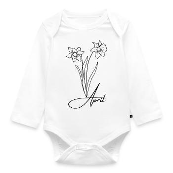 Daffodils and daffodils in the month of April Easter - Organic Longsleeve Baby Bodysuit - white - Front