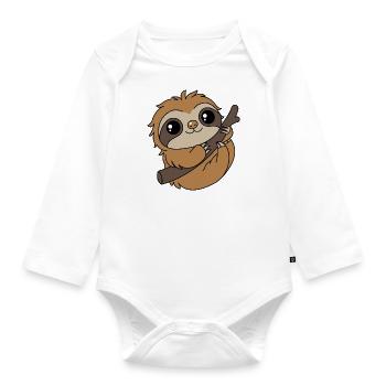 Cute Sloth - Organic Longsleeve Baby Bodysuit - white - Front