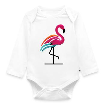 Flamingo - Baby Bio-Langarm-Body - Weiß - Vorne