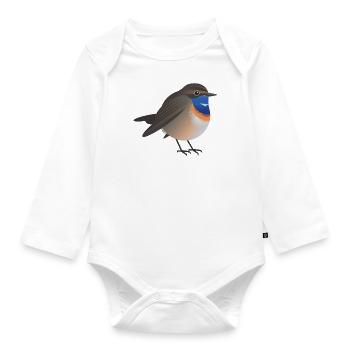 Bluethroat Bird Graphic /Illustration - Organic Longsleeve Baby Bodysuit - white - Front