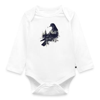 pigeon pigeon bird pigeon fancier flying - Organic Longsleeve Baby Bodysuit - white - Front