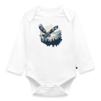 Eule Tier Baby Eulen Vogel Küken Wald Natur - Baby Bio-Langarm-Body - Weiß - Vorne