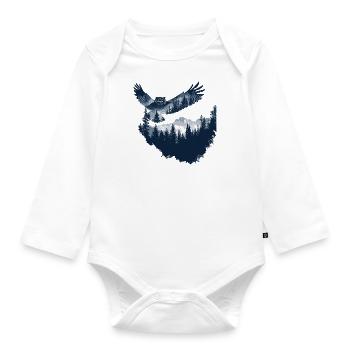 Eule Tier Eulen Vogel Wald Natur - Baby Bio-Langarm-Body - Weiß - Vorne