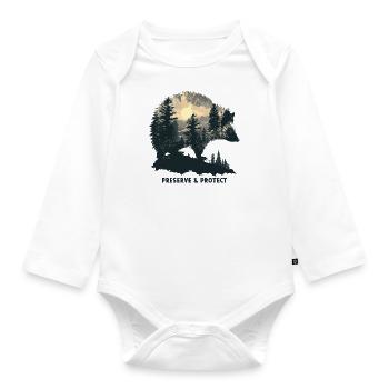 Préserver et protéger le hérisson Animal, Forêt, Nature, Environnement - Body Bébé bio manches longues - blanc - Devant
