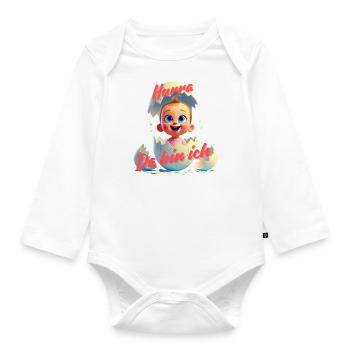 Hurra - Da bin da / Mädchen - Baby Bio-Langarm-Body - Weiß - Vorne