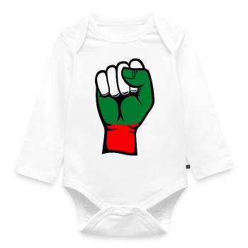 Poing du drapeau de la Bulgarie - Body Bébé bio manches longues - blanc - Devant