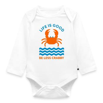 Crab and sea - Organic Longsleeve Baby Bodysuit - white - Front