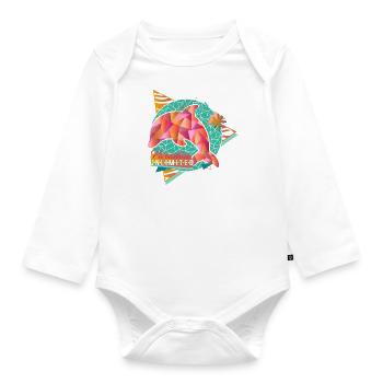 Paradise Unlimited (Low Poly Delfin) - Baby Bio-Langarm-Body - Weiß - Vorne