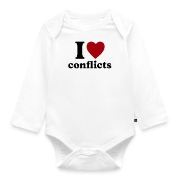 I love conflicts Motiv - Baby Bio-Langarm-Body - Weiß - Vorne