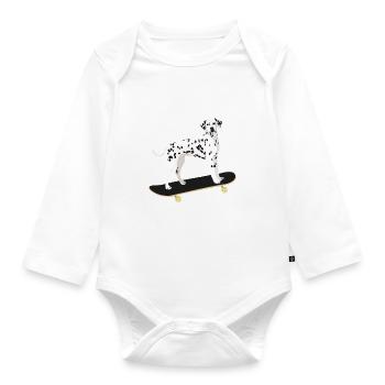 Hund auf Skateboard Geschenkidee skatender Hund - Baby Bio-Langarm-Body - Weiß - Vorne