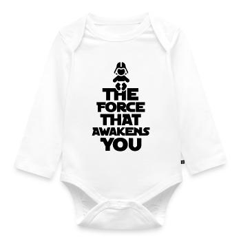 The force that awakens you - Organic Longsleeve Baby Bodysuit - white - Front