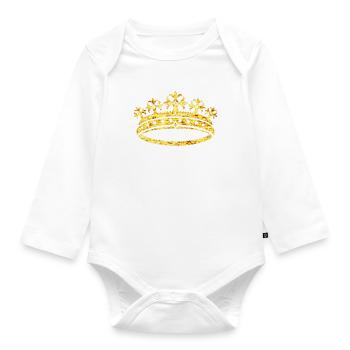 Goldene Krone 05 - Baby Bio-Langarm-Body - Weiß - Vorne