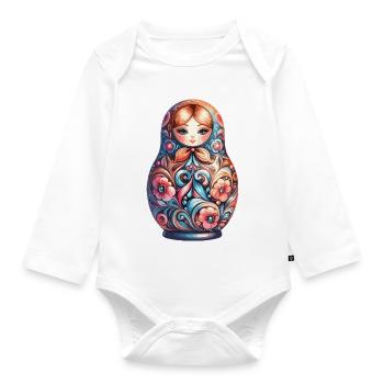 Matryoshka classic original gift - Organic Longsleeve Baby Bodysuit - white - Front