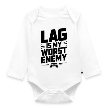 Lag ist mein schlimmster Feind - Baby Bio-Langarm-Body - Weiß - Vorne