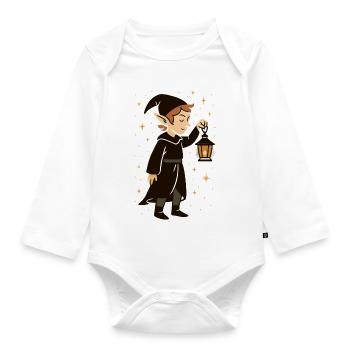 Elven lantern in the starlight - Organic Longsleeve Baby Bodysuit - white - Front