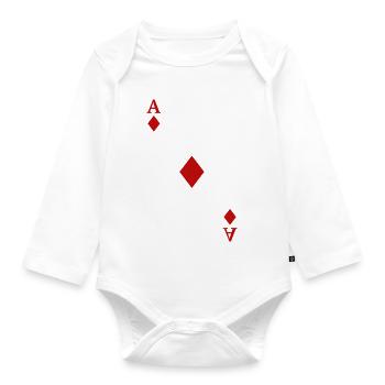 Spielkarten Kontrast - Karo-Ass - Baby Bio-Langarm-Body - Weiß - Vorne