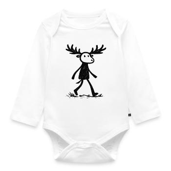 Silhouette de mousses dans la forêt - Body Bébé bio manches longues - blanc - Devant