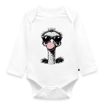 Cooler Strauß blast Kaugummi - Baby Bio-Langarm-Body - Weiß - Vorne