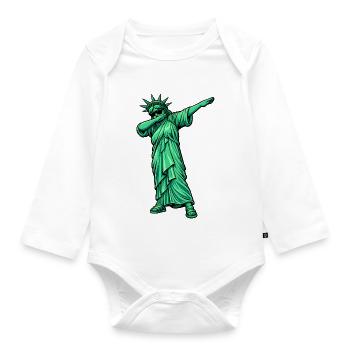 Dabbing Freiheitsstatue - Baby Bio-Langarm-Body - Weiß - Vorne