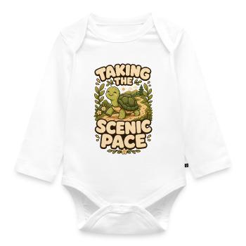 Taking The Scenic Pace Turtle - Organic Longsleeve Baby Bodysuit - white - Front