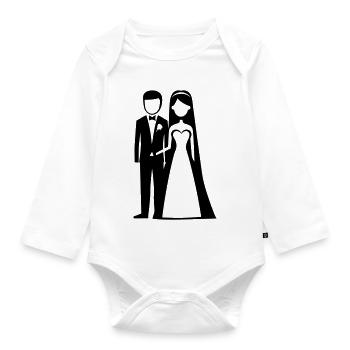 Bride and groom bride - Organic Longsleeve Baby Bodysuit - white - Front
