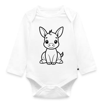 Baby Donkey - Organic Longsleeve Baby Bodysuit - white - Front