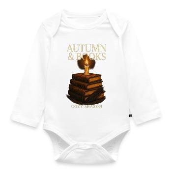 Autumnal books: Cosy season - Organic Longsleeve Baby Bodysuit - white - Front