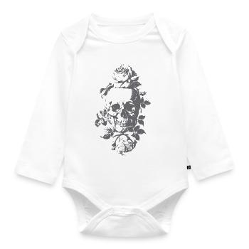Gothic Skull roses - Organic Longsleeve Baby Bodysuit - white - Front