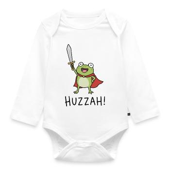 Frog Huzzah! - Organic Longsleeve Baby Bodysuit - white - Front