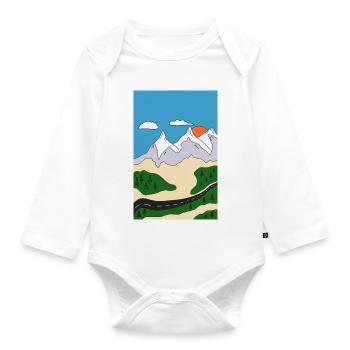 Sunset in mountain landscape - Organic Longsleeve Baby Bodysuit - white - Front