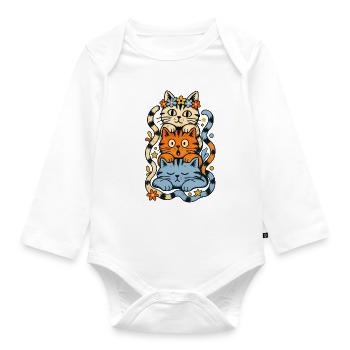Cat Totem - Organic Longsleeve Baby Bodysuit - white - Front