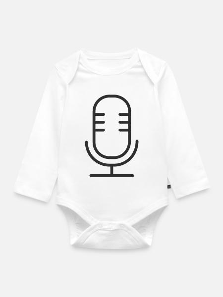 Mikrofon-Linien-Symbol - Baby Bio-Langarm-Body - Weiß
