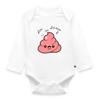 Kack emoji Sprüche - Baby Bio-Langarm-Body - Weiß - Vorne