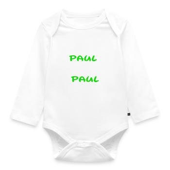Nur wo Paul drauf steht ist auch Paul drin - Baby Bio-Langarm-Body - Weiß - Vorne