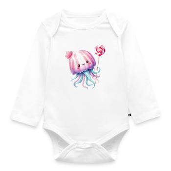Mignon bébé méduse avec des bonbons - Body Bébé bio manches longues - blanc - Devant
