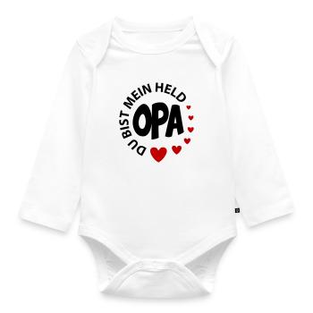 Baby Kinder Opa ist mein Held Bester Opa - Baby Bio-Langarm-Body - Weiß - Vorne