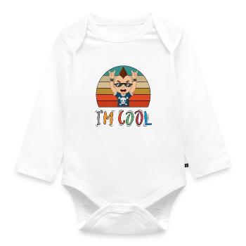 Baby Kind Sprüche Cool Junge Punk Boy Retro - Baby Bio-Langarm-Body - Weiß - Vorne