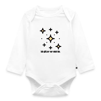 Glitzer - Baby Bio-Langarm-Body - Weiß - Vorne