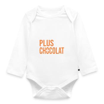 Tshirt Humour chocolat drôle Plus de chocolat - Body Bébé bio manches longues - blanc - Devant
