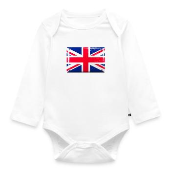 Great Britain Flag Flag Tin Sign Look - Organic Longsleeve Baby Bodysuit - white - Front
