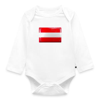 Austria Flag Flag Tin Sign Look - Organic Longsleeve Baby Bodysuit - white - Front