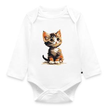 Kätzchen - Baby Bio-Langarm-Body - Weiß - Vorne