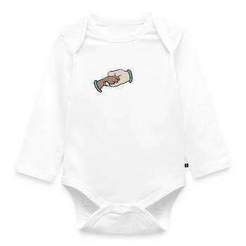 Hand hält Pfote - Baby Bio-Langarm-Body - Weiß - Vorne