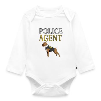 Polizist Polizistin Polizeihund Wachhund Geschenk - Baby Bio-Langarm-Body - Weiß - Vorne