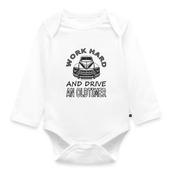 Oldtimer drive old car cool vehicle poison - Organic Longsleeve Baby Bodysuit - white - Front