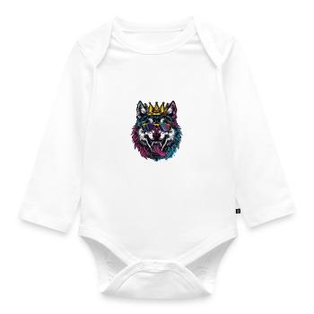 Wolf Comic - Baby Bio-Langarm-Body - Weiß - Vorne