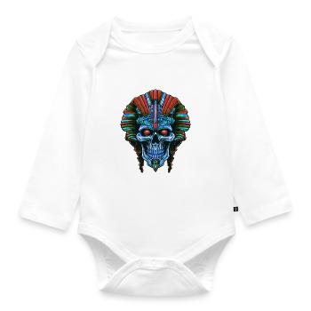 Pharaoh Skull - Organic Longsleeve Baby Bodysuit - white - Front